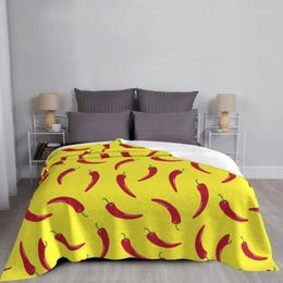 Blankets Chili Peppers Coral Fleece Plush Print Breathable Super Warm Throw Blanket For Bedding Outdoor Bedspreads