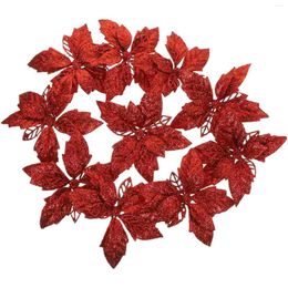 Decorative Flowers 10 Pcs Christmas Trees Decor Artificial Xmas Flower Flores Poinsettia Trimmings