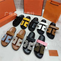 38% OFF Designer shoes version Velcro thick soled summer external round toe leather surface second uncle slippers womens sandals