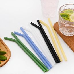 Drinking Straws 3/6 Pcs Colourful Reusable Food Grass Straight Bent Straw With Cleaning Brush White Bag Set Party Bar Accessory