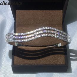 Bangles choucong Female Simple Wave line bracelet 5A cubic zirconia White Gold Filled Engagement bangle for women wedding accessaries