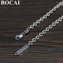 Pendants BOCAI S925 Sterling Silver Necklaces For Women Men Fashion 3mm O-chain Square Oval Card Pure Argentum Jewelry