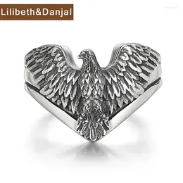 Cluster Rings In Real 925 Sterling Silver Luxury Men Woman Animal Eagle Opening Ring Jewellery 2024 Free Delivery Accessories R83
