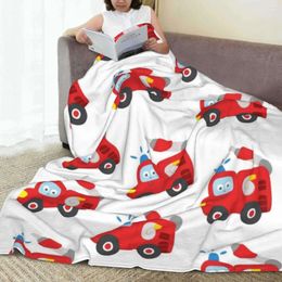 Blankets Fire Truck Flannel Quality Soft Warm Red Cartoon Car Throw Blanket Winter Airplane Travel Couch Bed Colorful Bedspread