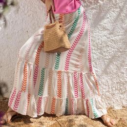 Skirts 2024 Spring Summer Casual Loose Beach Print Maxi Skirt Vintage Patterned Boho Long Women Elegant High Waist Party