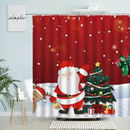 Shower Curtains Cartoon Santa Curtain Merry Christmas Tree Elk Animal Winter Child Bathroom With Hook Home Decor Holiday Gift