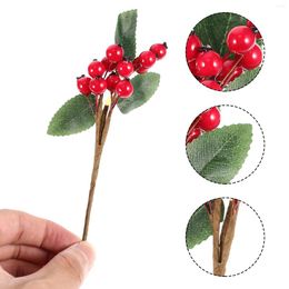 Decorative Flowers 5 Pcs Christmas Artificial Berry Cuttings Green Home Decor Faux Red Stems Iron Fake