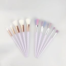 New 5 cosmetic brush set spiral pattern color hair horn portable with manufacturers wholesale blush brush eyebrow brush eye