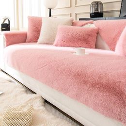 Chair Covers Luxury Thick Plush Sofa Towel Winter Warm Mat L-shaped Sectional Non-slip Washable Couch Slipcovers For Living Room