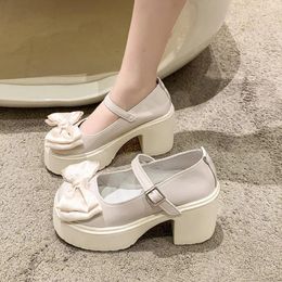 Dress Shoes White Platform Heels Women Vintage Girls High Heel Lolita Japanese Style College Student