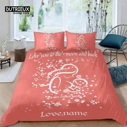 Bedding Sets Custom Happy Mother's Day Snowflake Pink Orange Set 3 Piece Duvet Cover With Name Twin Size Microfiber Quilt