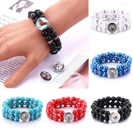 Charm Bracelets 2024 Elastic Beaded Bracelet 18MM Snap Button Jewellery Stretchable Men's And Women's Bangle 2.16 Inch Diameter