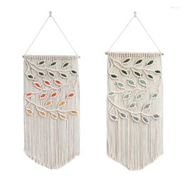 Tapestries Leaves Macrame Wall Hanging Green Leaf Boho Decor Yarn Tapestry Handmade Easy To Use