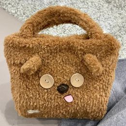 Drawstring Women's Plush Doll Handbag Girl Cartoon Cute Shoulder Bag Lady Small Mobile Phone