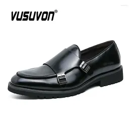 Casual Shoes Men's Dress Flats Formal Monk Oxford Wedding Brand Genuine Cow Leather Double Buckles Loafers Big Size 46