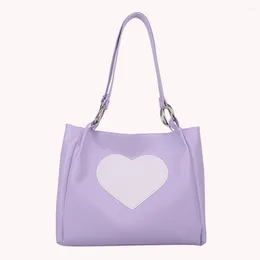 Shoulder Bags Women Heart Bag PU Leather Simple Tote Handbag Large Capacity Versatile Ladies Commute