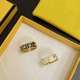 Band Rings F Designer Logo Gold Meterial Black And White Colour Lovers Gifts For Women Men High Quality Jewellery Accessories Unisex Hand Decoration Rings Top Quality
