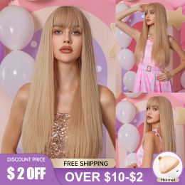 Wigs Light Blonde Cosplay Wig with Bangs Synthetic Long Straight Wigs for Black Women Heat Resistant Halloween Party Natural Hair