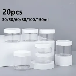 Storage Bottles Canister Food Lids Home Container Plastic With 30/50/60/80/100/150ml Travel Face Jars Cream Supplies 20pcs Empty White