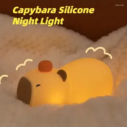 Night Lights Cute Capybara Light Silicone Animal Lamp Children Gifts USB Rechargeable Dimmable Sleeping Nightlights For Bedroom Decor