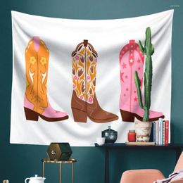 Tapestries Cartoon Boots Tapestry Wall Hanging Bedroom Decor Blanket Hippie Background Flowers Shoes Illustrations Home