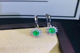 Stud Earrings Fine Natural Emerald For Women Silver With 925 Sterling Sliver Platinum Plating Heart WeddingampBirthday Jewelry6125437