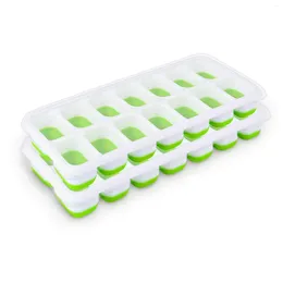 Baking Moulds 3 Packs Ice Square Trays Flexible Silicone Tray With Lids Easy Release Stackable