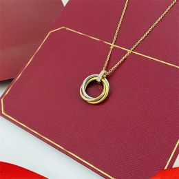 3 Ringe Trinity Halskette Liebeshalsketten Luxusschmuck Frau 18 Karat Roségold Silber Herz Halskette Hip Hot Jewelrys für Hochzeitsfeier Geschenk kostenloser Versand