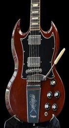 Rare Angus Young Wine Cherry Red SG Electric Guitar Engraved Lyre Vibrola Maestro tremolo Little Pin Tone Pro bridge Pearl trape3824790