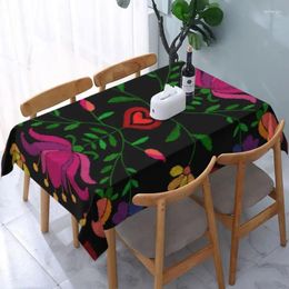 Table Cloth Rectangular Oil-Proof Colourful Mexican Embroidery Tablecloth Backing Edge Covers Traditional Mexico Floral