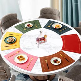 Table Mats 2pcs/Lot PVC Leather Placemats Sector Waterproof Solid Colour Simple Modern Insulation Decoration Dining Room Decor
