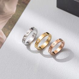 2023 Tarnish Free Band Ring Stainless Steel Diamond Couple Rings 18k Gold Plated Water Resistant Unisex Finger Ring