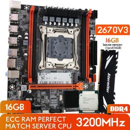 Atermiter D4 DDR4 Motherboard Set With Xeon E5 2670 V3 LGA20113 CPU 1pcs X 16GB 3200MHz PC4 Memory REG ECC RAM 240326