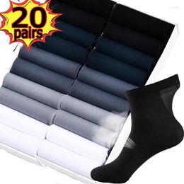 Men's Socks 10/20 Pairs Thin Ice Stockings Summer Breathable Casual Solid Colour Elastic Silk Mid-tube Business