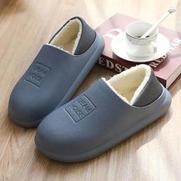 Slippers Winter Men Indoor Soft Plush Cotton Non-slip Floor Shoes Solid Color Sock Slipper Slides For Bedroom