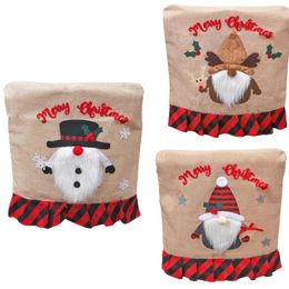 Chair Covers Y1UB Christmas Cover Gnome Back Decor For Year Home Dining Slipcovers