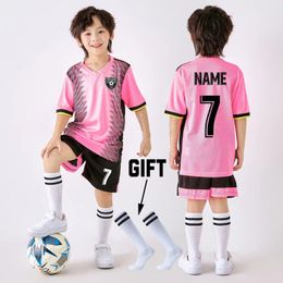 Boys Football Shirts Shorts With Pockets Boys Soccer Jerseys Suits Personalised Custom Childrens Football Clothing Uniforms 240325
