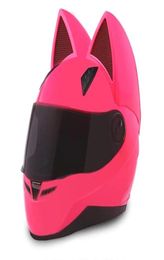 NITRINOS motorcycle helmet full face with cat ears pink Colour Personality Cat Helmet Fashion Motorbike Helmet size M LXL XXL7684874