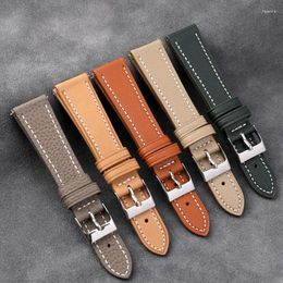 Watch Bands Handmade Goatskin Soft Ultra-Thin Watchband 18 19 20 21 22MM Blue Brown Grey Vintage Quick Release Men's Bracelet