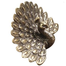 Storage Bags Peacock Figurine Small Ornament Brass Statue Tea Pet Desk Decoration