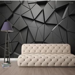 Wallpapers Custom 3D Po Wallpaper Mural Papel De Parede Grey Geometry