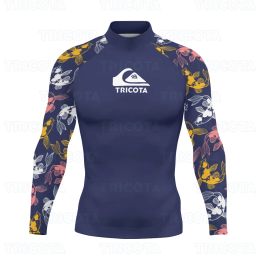 Wear Men's Long Sleeve Surf Shirt Rashguard UV Protection Beach TShirts Swimwear UPF Gym Clothes Elastic Rashguard Surf Swimwear