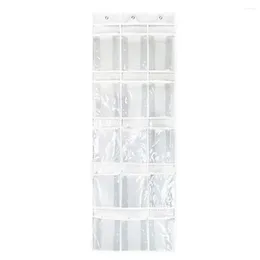 Storage Boxes 24 Pocket Hanging Shoe Rack Transparent 24-pocket Organiser Bag With 6 Layers Of Non-woven For Space Behind