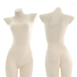 Bras Sets Translucent Ultra-Thin Ice Silk Tight-Fitting Pajamas: Sexy One-Piece Swimsuit