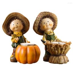 Candle Holders Fall Table Pumpkin Resin Crafts Ornaments Harvest Festival Desktop Decor Thanksgiving Centerpiece Decoration