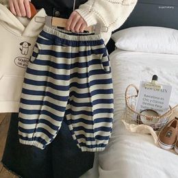 Trousers Korean Children's Striped Padded Casual Pants Men Women Baby Sweatpants Winter Clothing Clothes For Girls