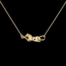 Top Luxury Fine Original 1to1 Designer Necklace for Women Carter Trendy Celebrity Leopard Necklace with Versatile Black Diamond Chain Necklace Jewelrys
