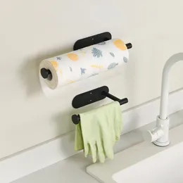 Kitchen Storage Tissue Rack Punch-free Wall Hanging Paper Roller Retractable Home Accessories Disposable For