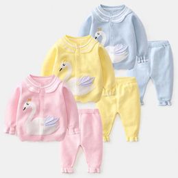 Baby Sleepwear Sets Nightwear Pyjamas Suit Kids Homewear Full Sleeve Knitted Girls Clothes 240325
