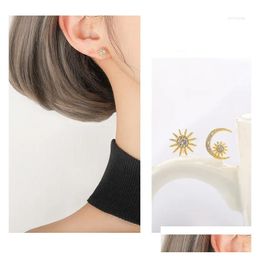 Stud Earrings Reeti 925 Sterling Sier Jewelry Shiny Zirconia Crystal Moon Star Shape For Women Oorbellen Drop Delivery Ot8Qr